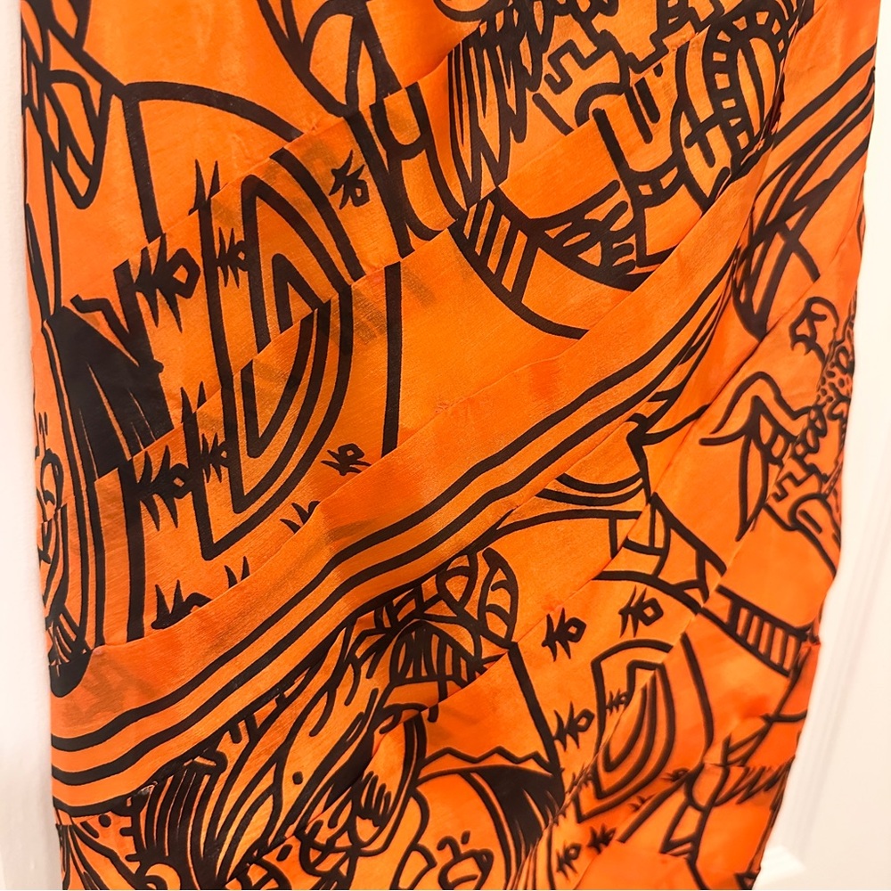 Aryn K.100% Silk Dress For Anthropologie Burnt‎ Orange and Black Sz Small - Picture 5 of 16